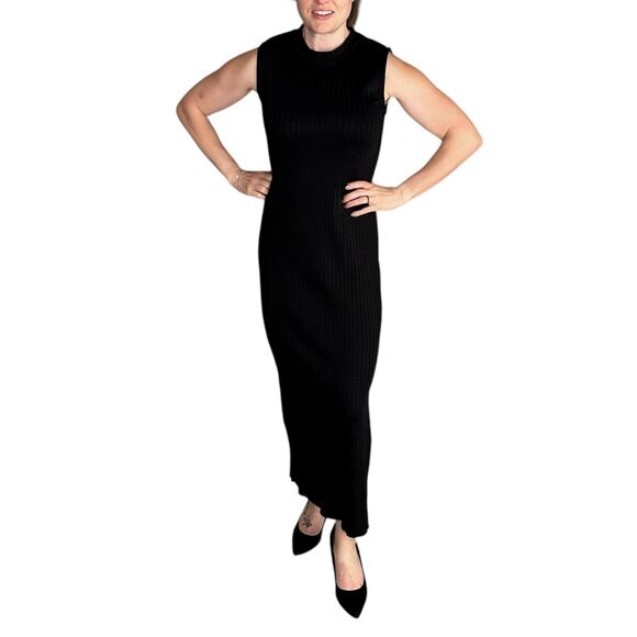 AYR Black Ribbed Knit The Weekender Tank Midi Dress Women's Size Small Summer - Picture 1 of 7